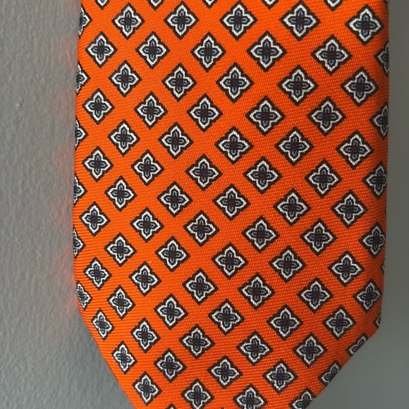 Jeremy Argyle NYC Tie orange & purple w/ quad. design silk & cotton blend - Picture 1 of 6